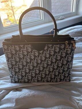 Dior Black and White Monogram Tote Bag